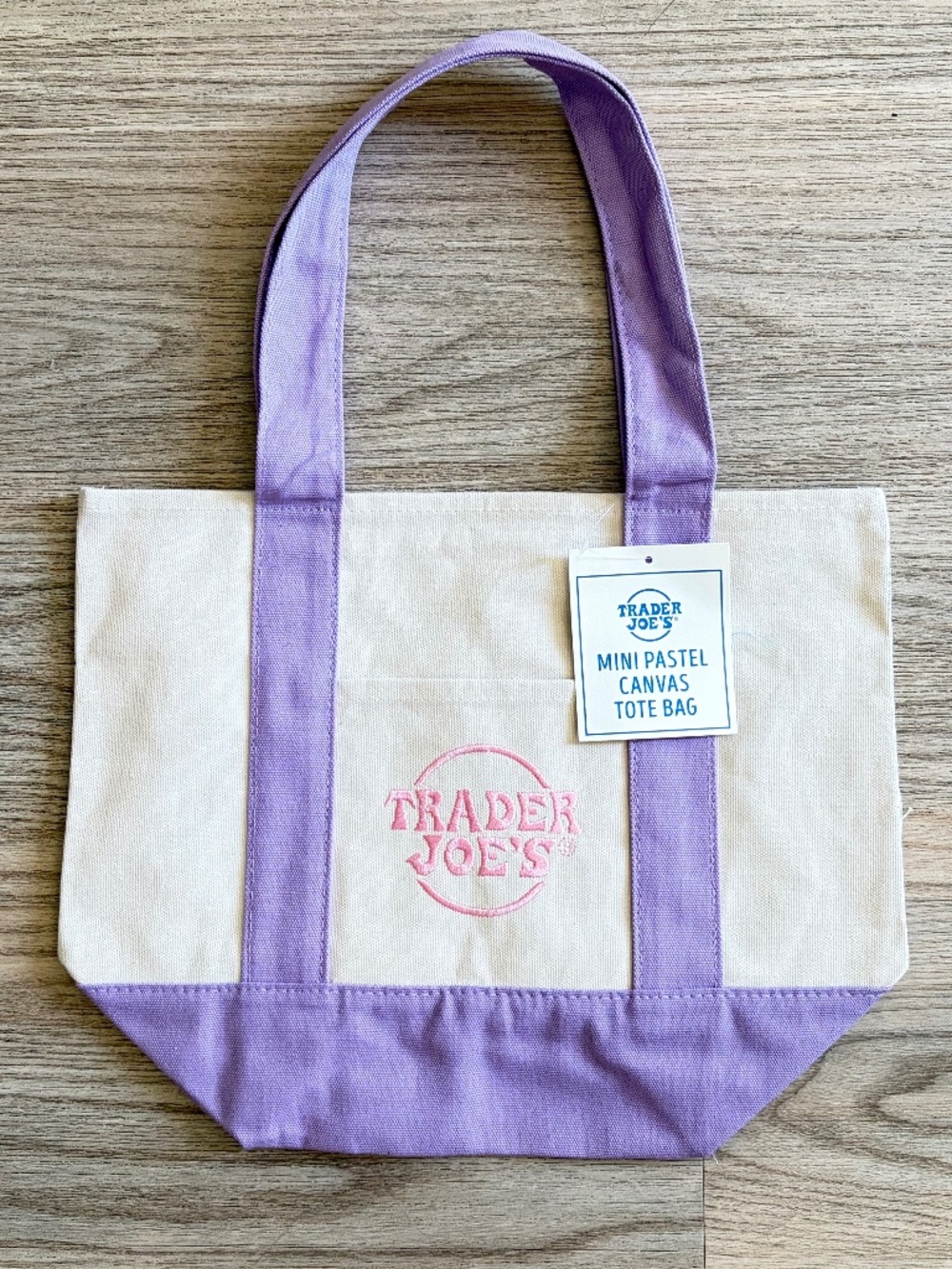 Trader Joe's Special Edition Mini Pastel Canvas Tote Bag 2026  Lavender Pastel
